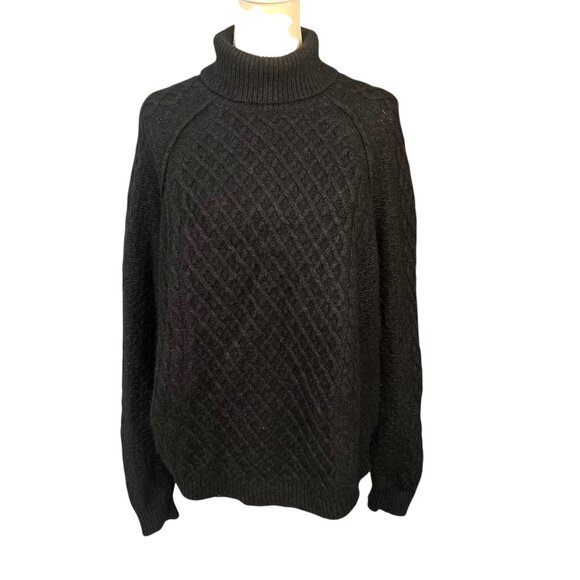 Vince Women's Yak and Wool Blend Turtleneck Cable Knit Sweater Black Size Large - Picture 1 of 7